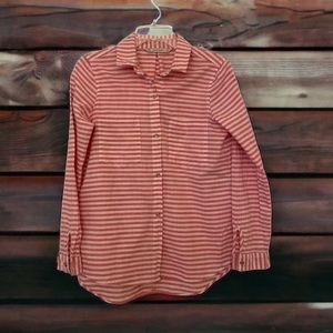 Zara Basic Long Sleeve Pink & White Blouse, Size Small